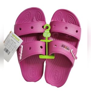 Crocs Classic Unisex Slides Sandals 2 Strap Pink Womens size 8